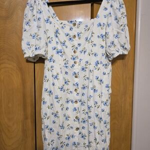 Old Navy Blue Floral Button-Down Midi Dress